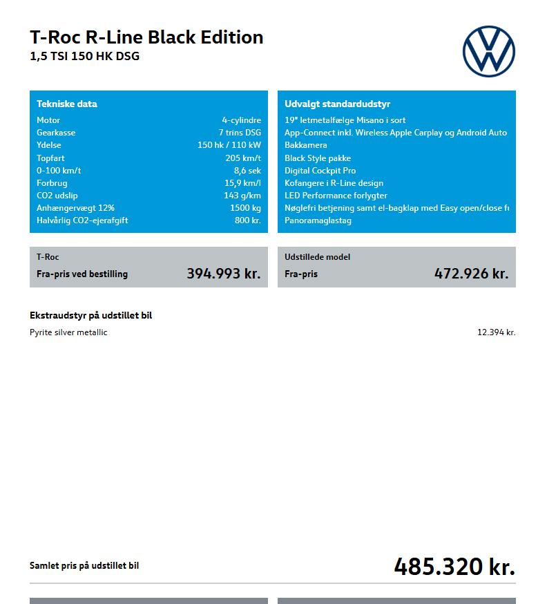 VW T-Roc 1,5 TSi 150 R-line Edition DSG